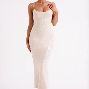 MESHKI BRIANNA CREAM DRESS